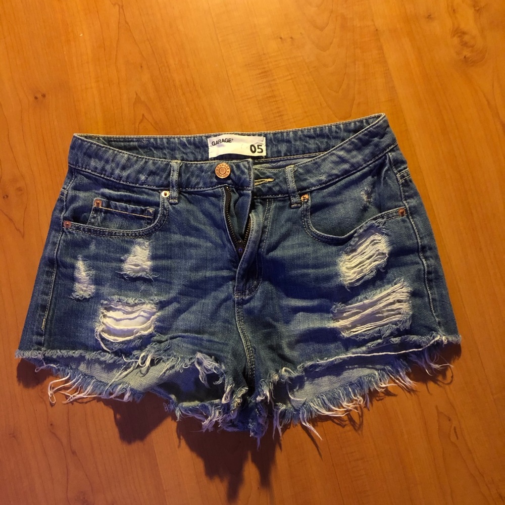 Garage ripped jean shorts